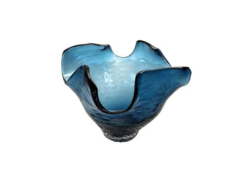 Porland Dalga Cam Mavi Kase 30x21cm - 1