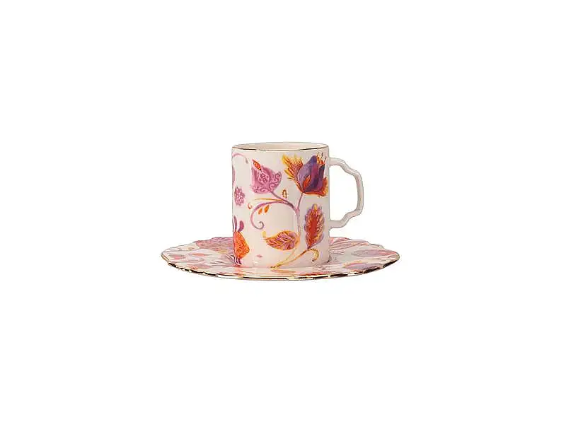 Porland Pinky Desen1 Tabaklı Kahve Fincanı 80cc    - 2