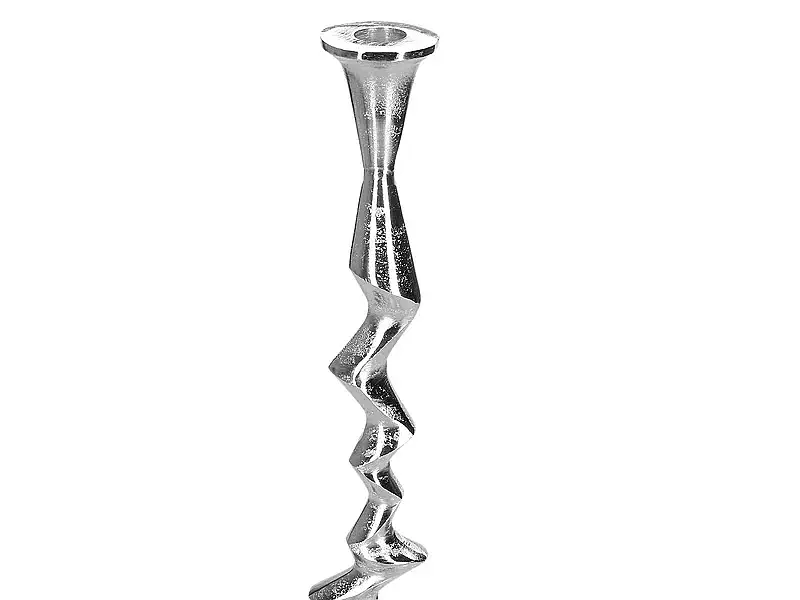 Porland Zigzag Gümüş Rengi Şamdan 43cm             - 3
